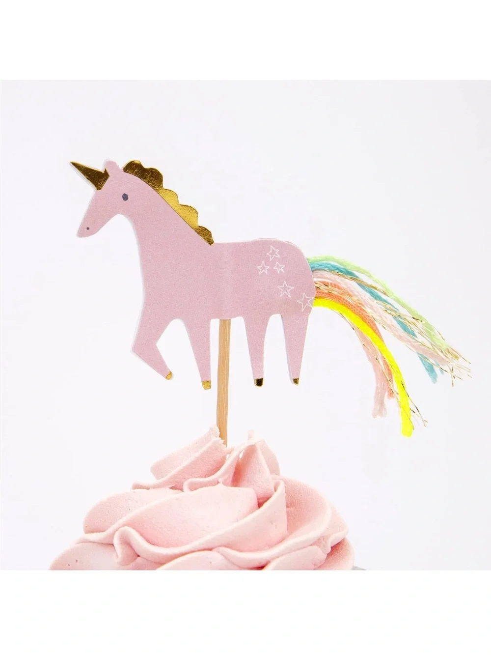 🆕 48 Meri Meri Cupcake Topper Unicorns Rainbows Metallic Gold Birthday Party NWT